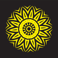 Yellow ornament on black background