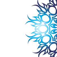 White background with blue decoration