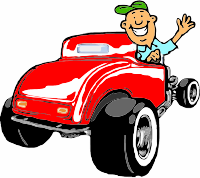 Vintage Car with cartoon character