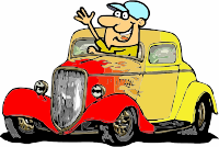 Vintage Car with Cartoon Character
