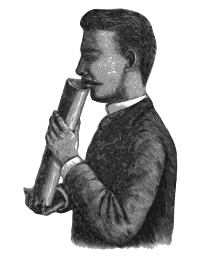 Man Blowing into Pipe