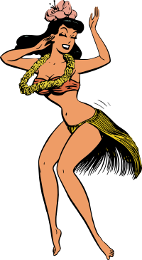 Retro hula dancer comic