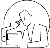 Chemist viewing Microscope Line Drawing