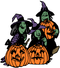 Witches and pumpkins - colour remix