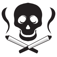 No smoking sign with a skull