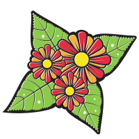 Blooming flower with green leaves