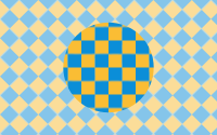 Yellow and blue tiles pattern with a circle in the center