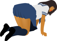 Crawling School Girl