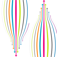 Coloured arrows up and down