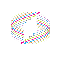 Curved coloured arrows