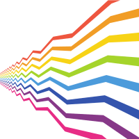 Coloured zigzag lines on white background