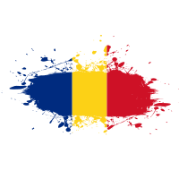 Romanian flag paint spatter