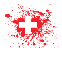 Swiss flag ink spatter