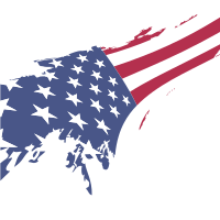 American flag on white background