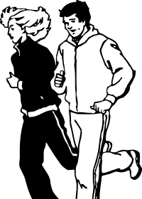 man and woman jogging