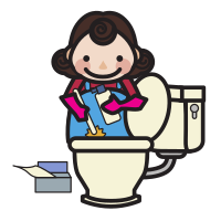 woman cleaning toilet