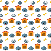 Dog house seamless pattern