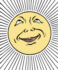 Happy Sun Face Looking Up