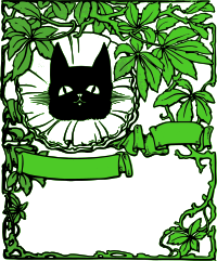 Green Leaf and Black Cat