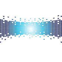 Bursting tiles on white background
