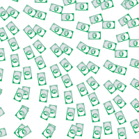 Scattered dollar bills