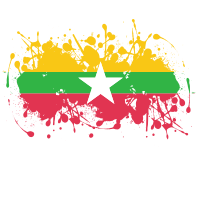 Myanmar flag ink splatter