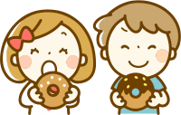 Children eating doughnuts 