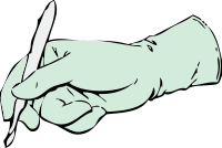 gloved hand with scalpel