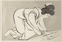 Woman Folding Kimono