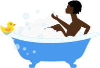 African Woman in a Bubble Bath