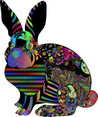 Floral Rabbit Silhouette Polyprismatic