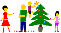 Family Decorating Christmas Tree