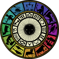 Vintage Zodiac Wheel - Colour