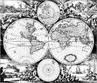 World Map With Allegory Of The Four Elements