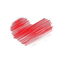 Red heart scribble effect