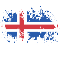 Flag of Iceland with ink splatter