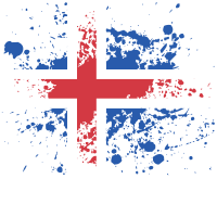 Icelandic flag paint splatter pattern