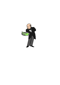 Butler / Waiter Giving a Plate of Cash 
