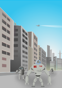 Futuristic Street with Robots