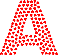 Valentine Hearts Alphabet Font A