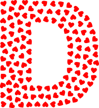 Valentine Hearts Alphabet Font D