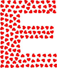 Valentine Hearts Alphabet Font E