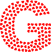 Valentine Hearts Alphabet Font G