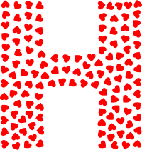 Valentine Hearts Alphabet Font H
