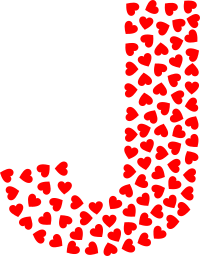 Valentine Hearts Alphabet Font J