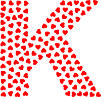 Valentine Hearts Alphabet Font K