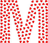 Valentine Hearts Alphabet Font M