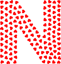 Valentine Hearts Alphabet Font N