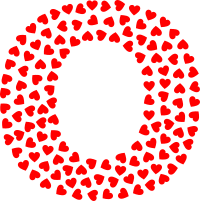 Valentine Hearts Alphabet Font O