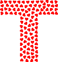 Valentine Hearts Alphabet Font T